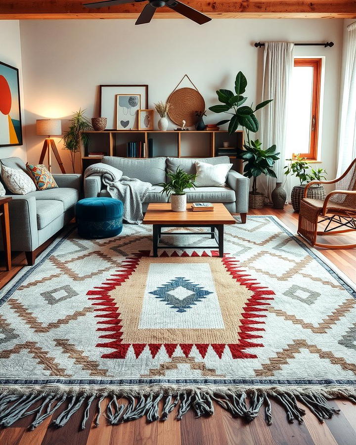 Multi Textured Layered Rugs - 30 Living Room Rug Ideas