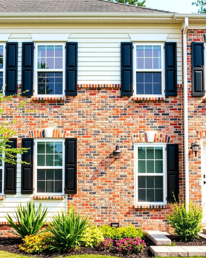 Multi Toned Brick with White Vinyl Siding - 25 Vinyl Siding and Brick Combinations