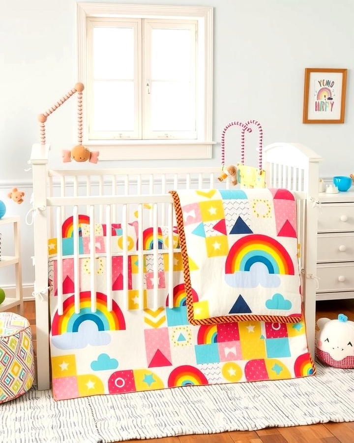 Multicolored Crib Bedding - 25 Rainbow Nursery Ideas