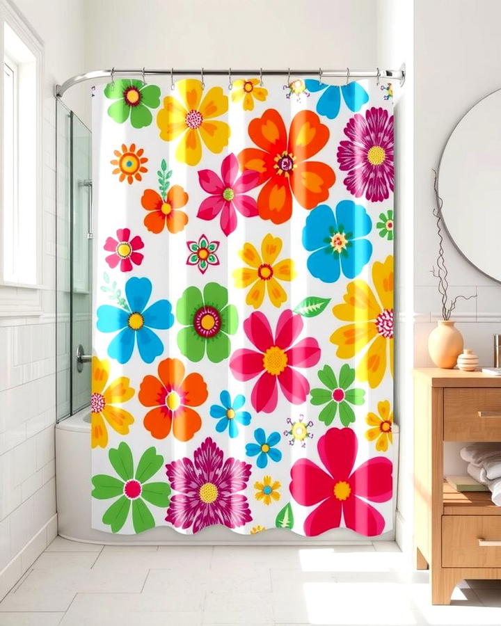 Multicolored Shower Curtains - 30 Colorful Bathroom Ideas