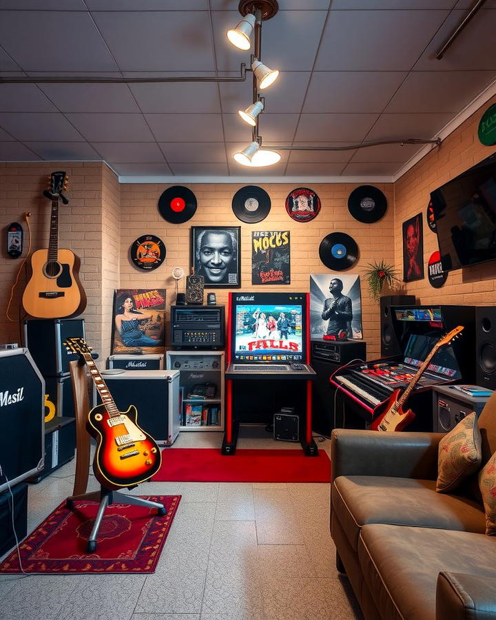 Music Lovers Game Room - 30 Garage Game Room Ideas