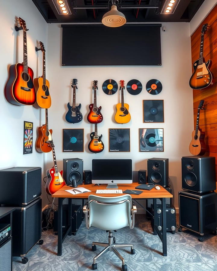 Music Lovers Office - 30 Home Office Ideas for Him