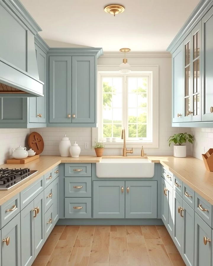 Muted Blue and Beige Coordination - 25 Two Tone Kitchen Cabinet Ideas