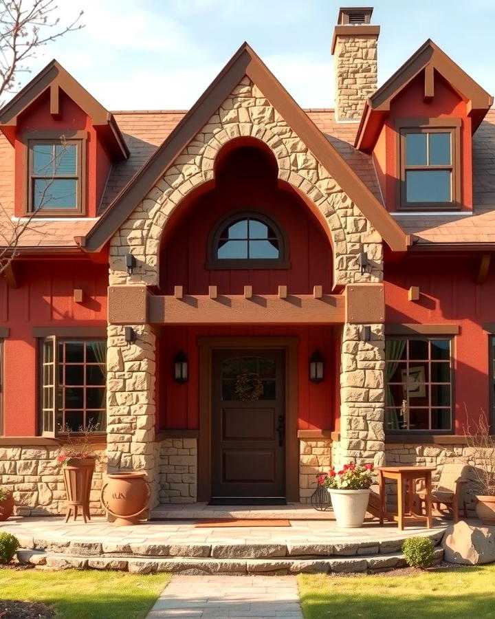 Muted Red with Natural Stone - 25 red home exterior ideas