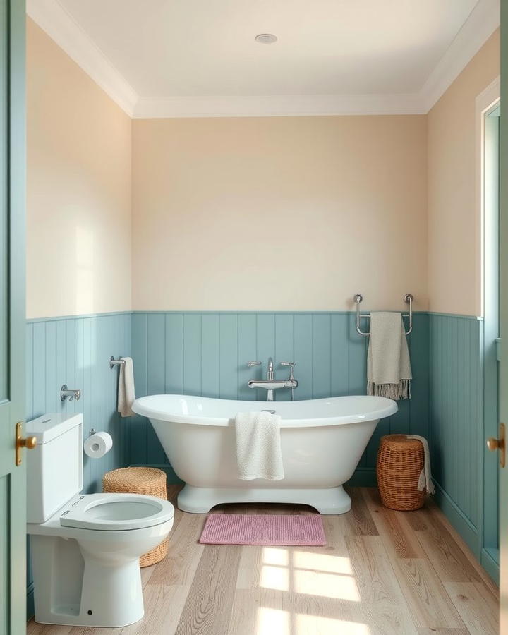 Muted Teal and Light Sand - 30 Two Tone Wall Paint Ideas