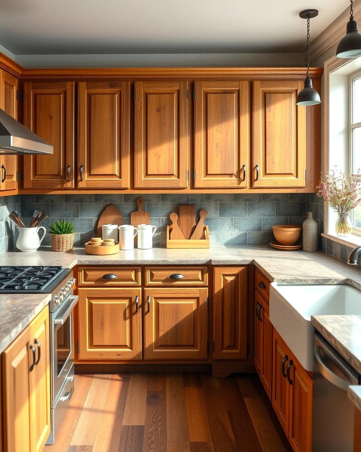 Natural Cherry Cabinets for a Rustic Touch - 25 Natural Cherry Kitchen Cabinets