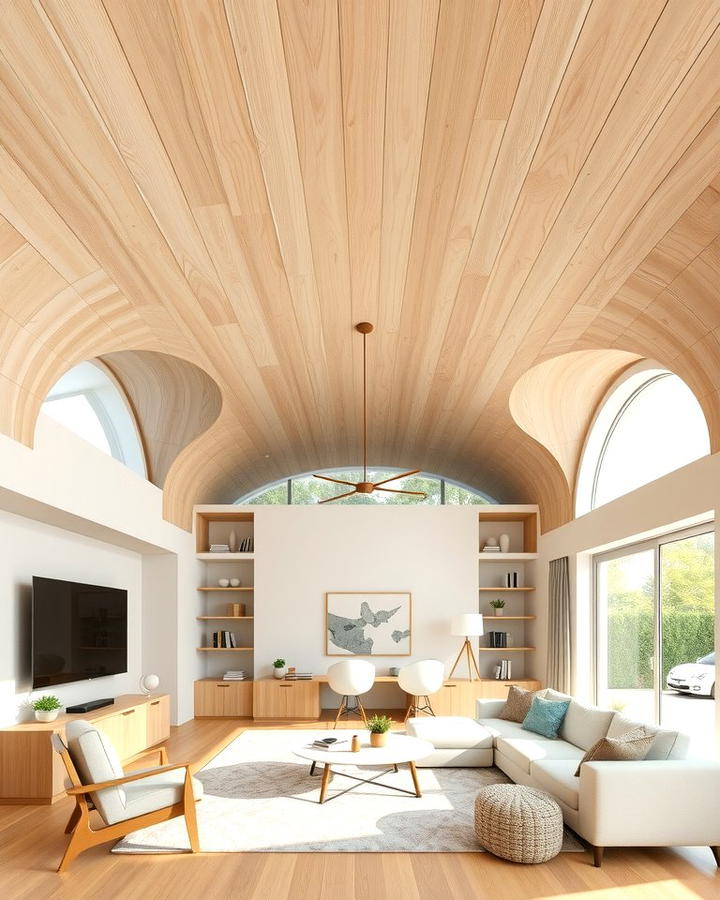 Natural Elegance with Curved Plywood Ceilings - 25 Plywood Ceiling Ideas