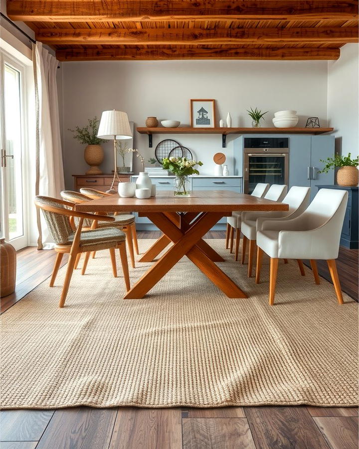 Natural Fiber Rugs for an Earthy Ambiance - 30 Dining Room Rug Ideas