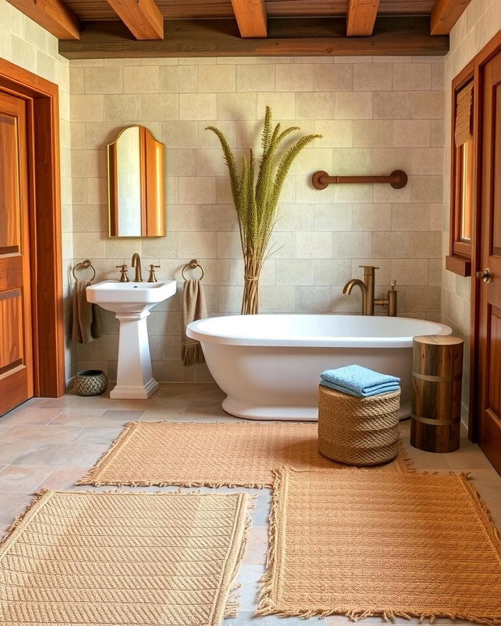 Natural Fiber Rugs - 25 Rustic Bathroom Ideas