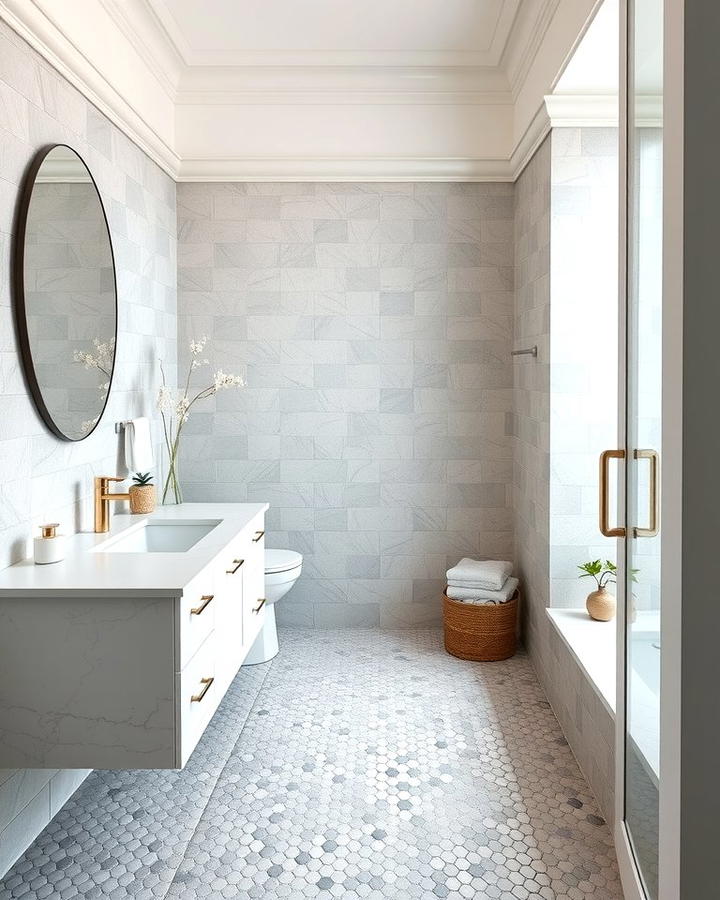 Natural Stone Accents - 25 Scandinavian Bathroom Ideas