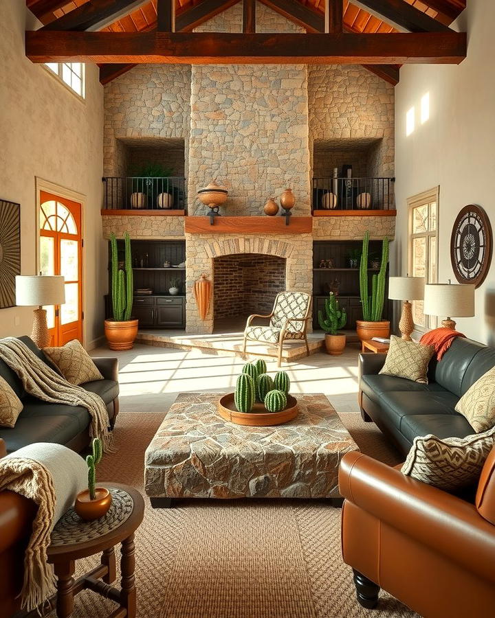 Natural Stone Accents - 25 Southwest Living Room Ideas