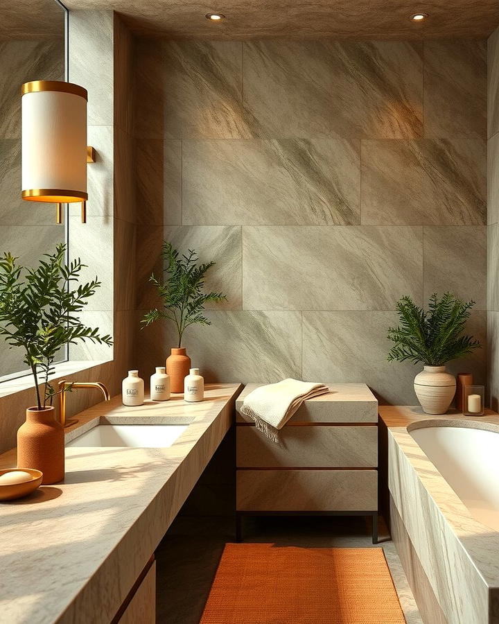 Natural Stone Accents for Earthy Elegance - 25 Spa Like Bathroom Ideas