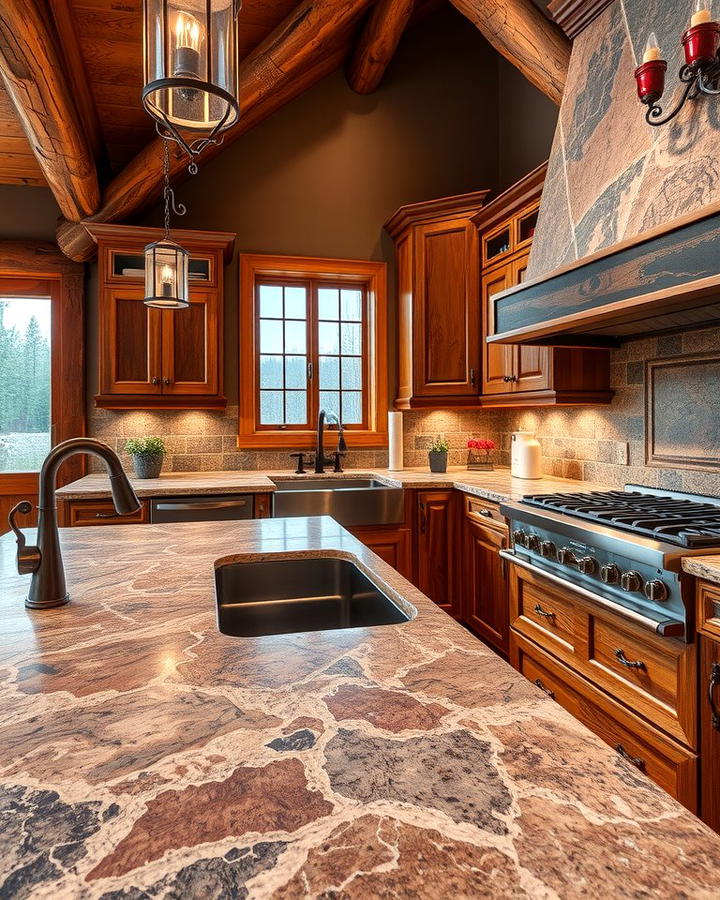 Natural Stone Countertops - 25 Mountain House Kitchen Ideas