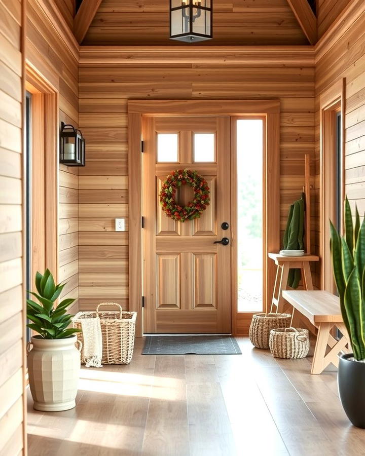 Natural Wood Shiplap Entryway - 25 Shiplap Wall Entryway Ideas