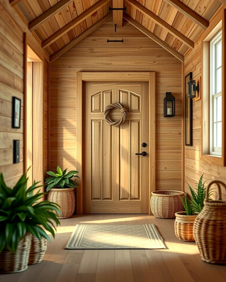 Natural Wood Shiplap for Organic Warmth - 25 Shiplap Wall Entryway Ideas