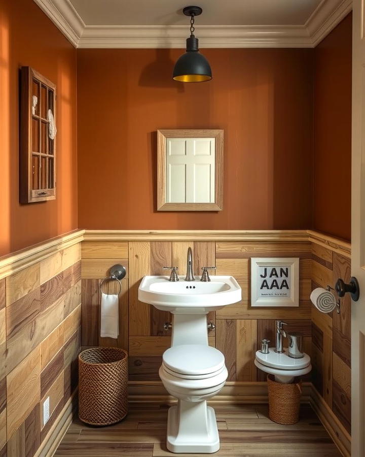 Natural Wood Wainscoting - 25 Powder Room Wainscoting Ideas