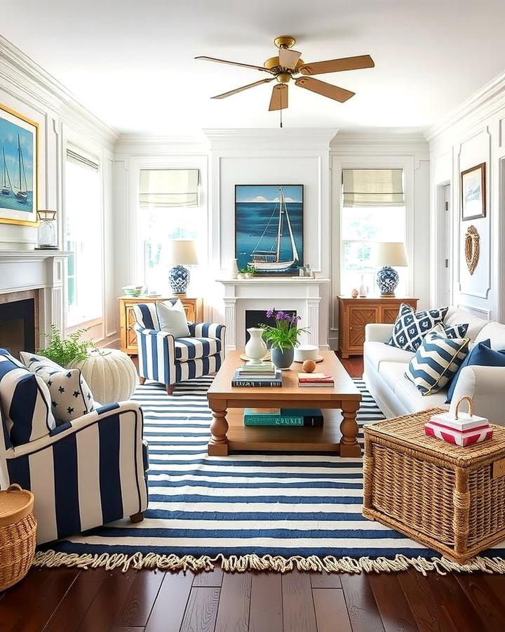 Nautical Accents - 30 Hamptons Living Room Ideas