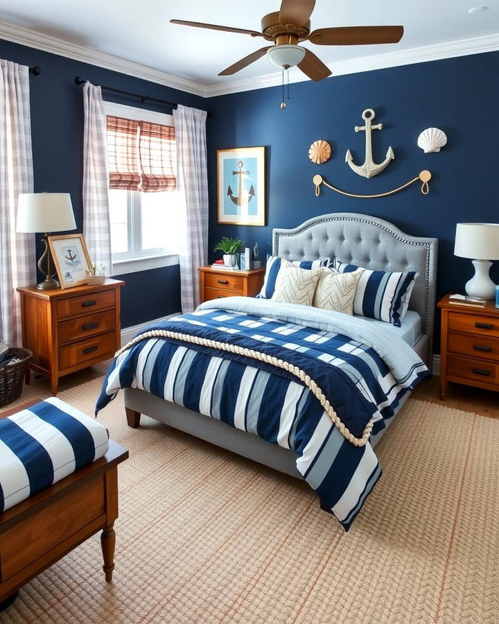 Nautical Inspired Accents - 25 Navy Blue and Grey Bedroom Ideas