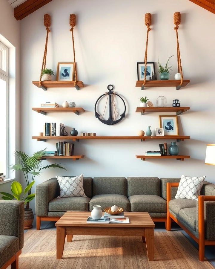 Nautical Rope Shelves - 25 Nautical Decor Ideas