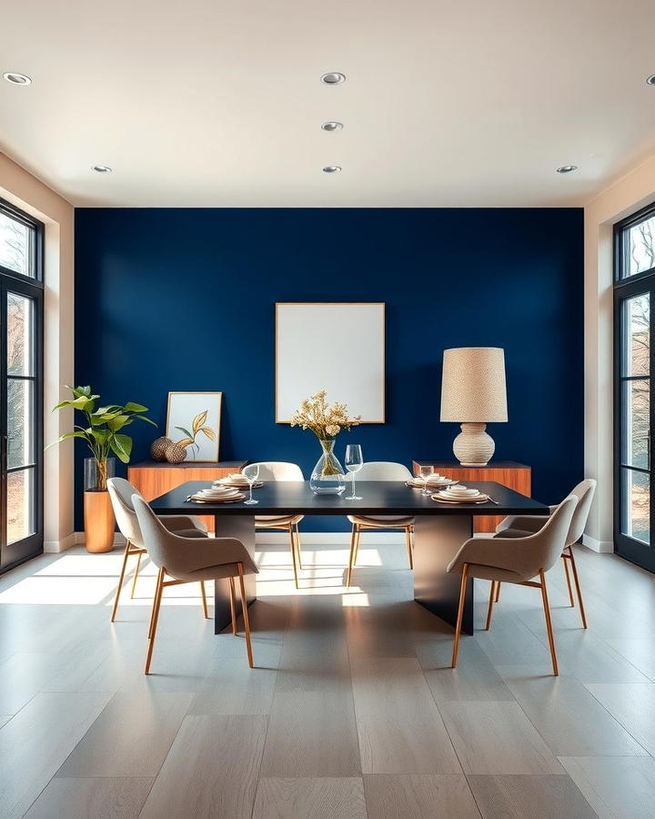 Navy Blue Accent Wall - 25 Navy Blue Dining Room Ideas