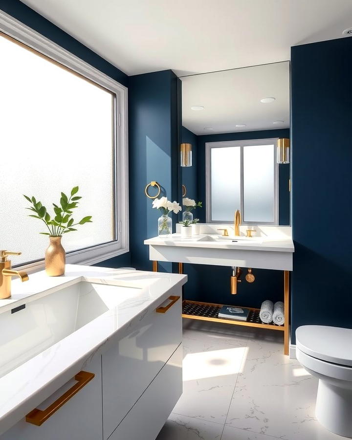 Navy Blue Accent Walls - 25 Navy Blue Bathroom Ideas
