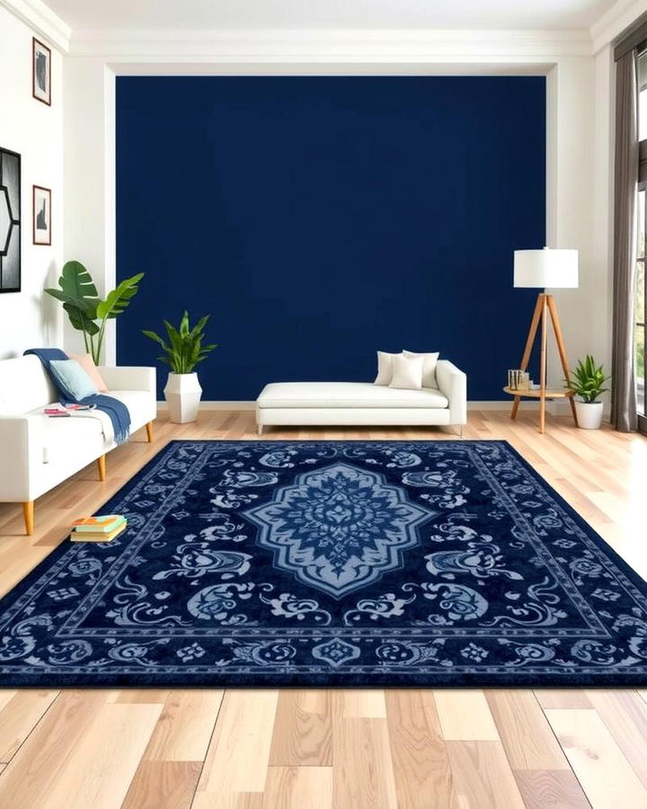 Navy Blue Area Rug - 25 Navy Blue Living Room Ideas