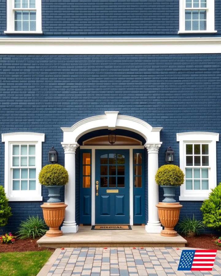 Navy Blue Brick Elegance - 25 Painted Brick Houses