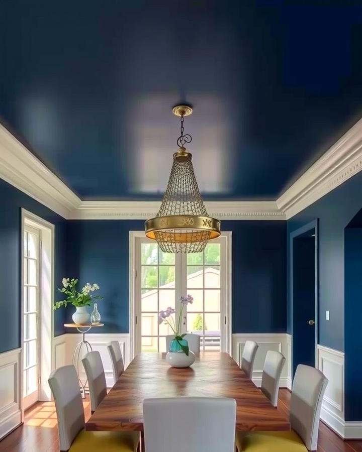 Navy Blue Ceiling 2 - 25 Navy Blue Dining Room Ideas