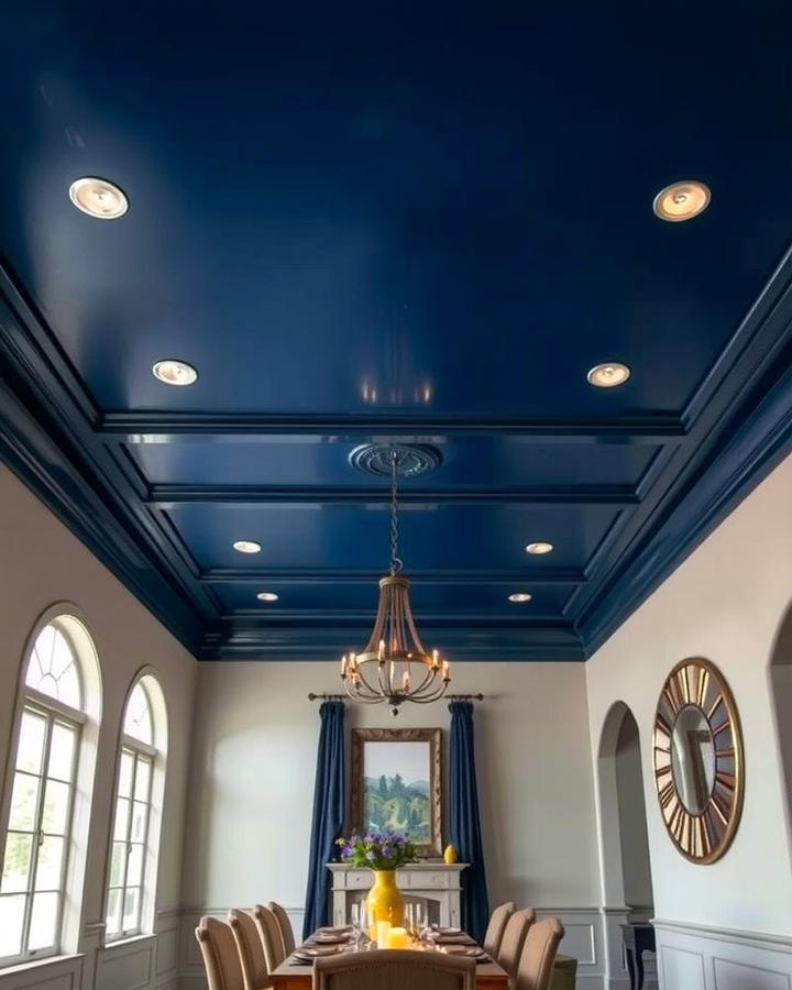 Navy Blue Ceiling - 25 Navy Blue Dining Room Ideas