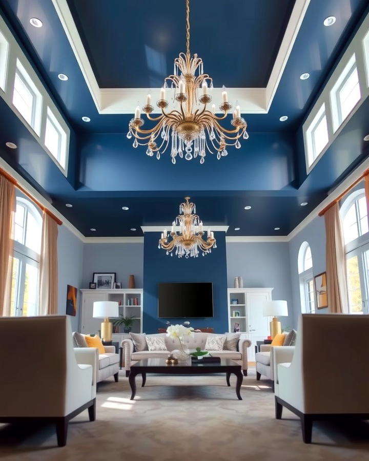 Navy Blue Ceiling - 25 Navy Blue Living Room Ideas