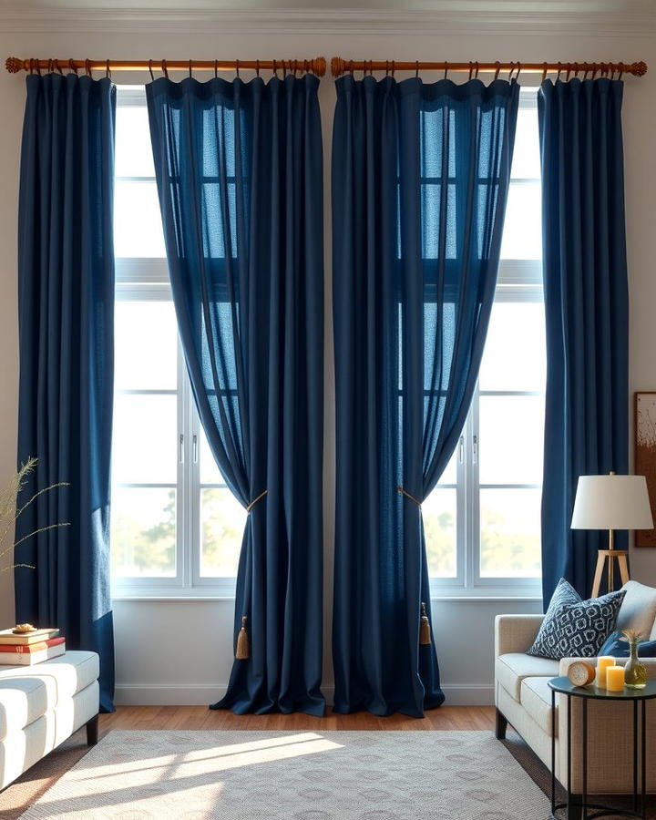 Navy Blue Curtains 2 - 25 Navy Blue Living Room Ideas