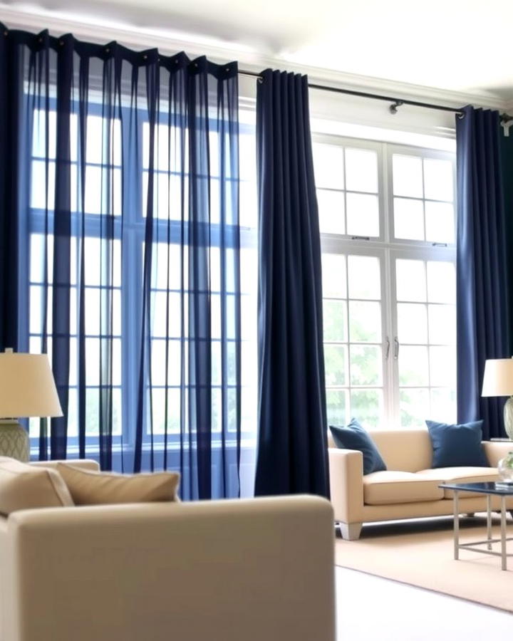 Navy Blue Curtains - 25 Navy Blue Living Room Ideas