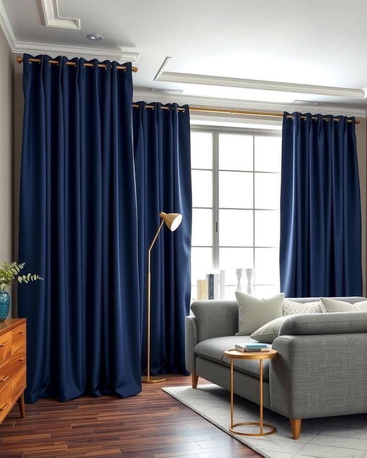 Navy Blue Curtains with Grey Walls - 25 Navy Blue and Grey Bedroom Ideas