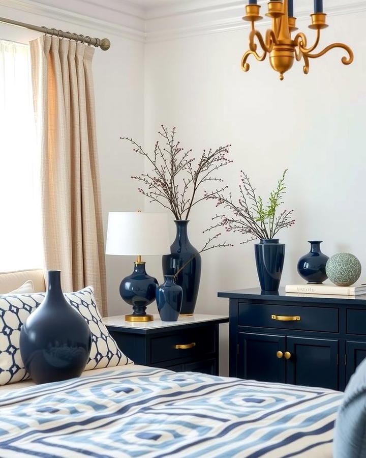 Navy Blue Decorative Vases - 25 Navy Blue Bedroom Ideas