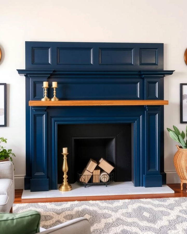 Navy Blue Fireplace Surround - 25 Navy Blue Living Room Ideas