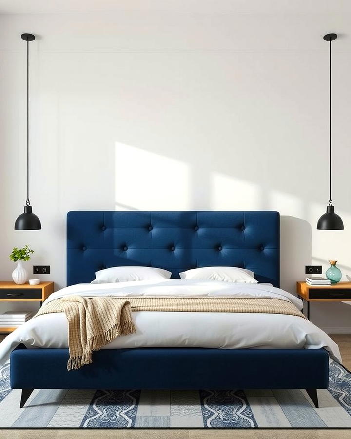 Navy Blue Headboard - 25 Moody Blue Bedroom Ideas