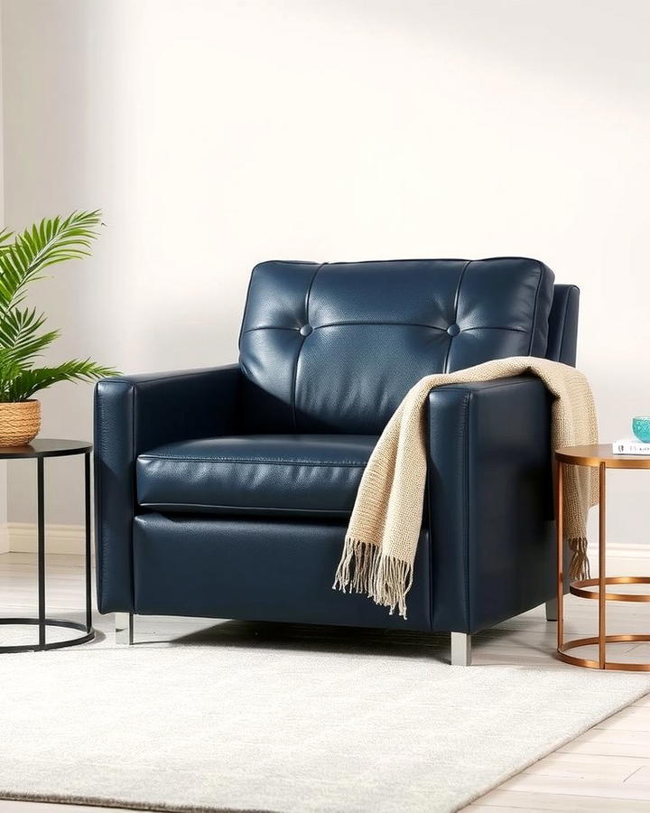 Navy Blue Leather Armchair - 25 Navy Blue Living Room Ideas