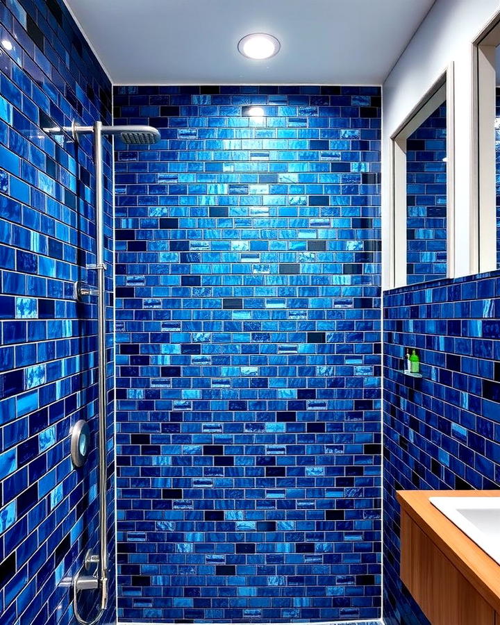 Navy Blue Mosaic Tiles - 25 Navy Blue Bathroom Ideas