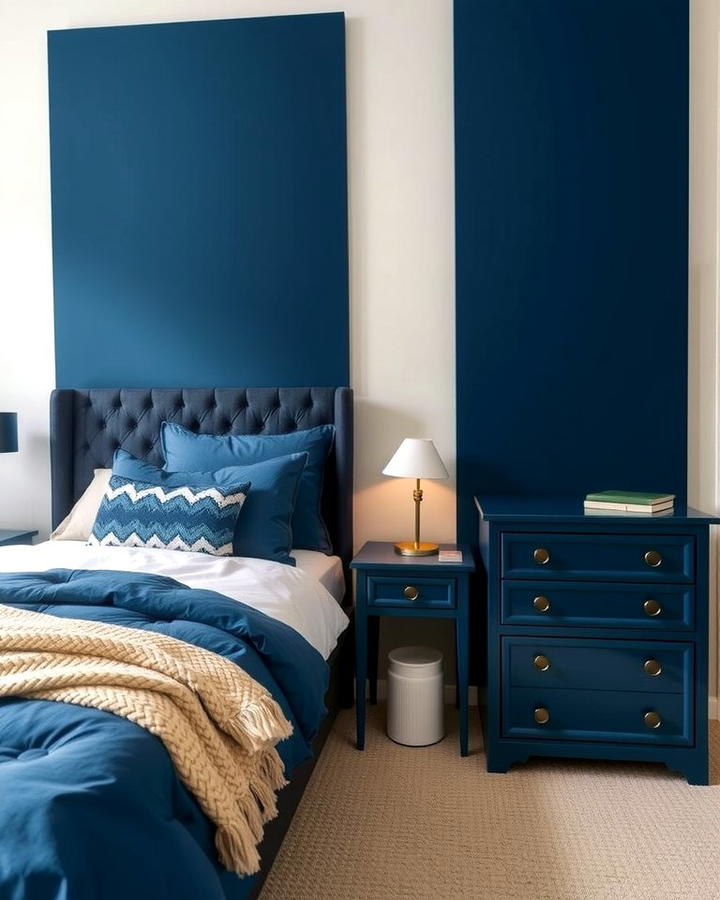 Navy Blue Nightstands - 25 Navy Blue Bedroom Ideas