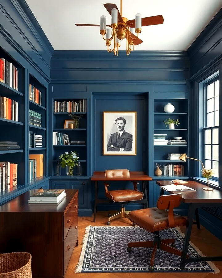 Navy Blue Study - 25 Monochromatic Color Schemes for Rooms