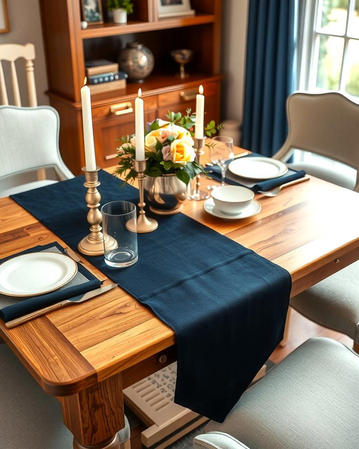 Navy Blue Table Runner - 25 Navy Blue Dining Room Ideas