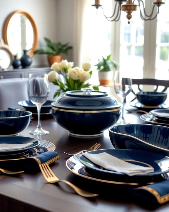 Navy Blue Tableware 2 - 25 Navy Blue Dining Room Ideas