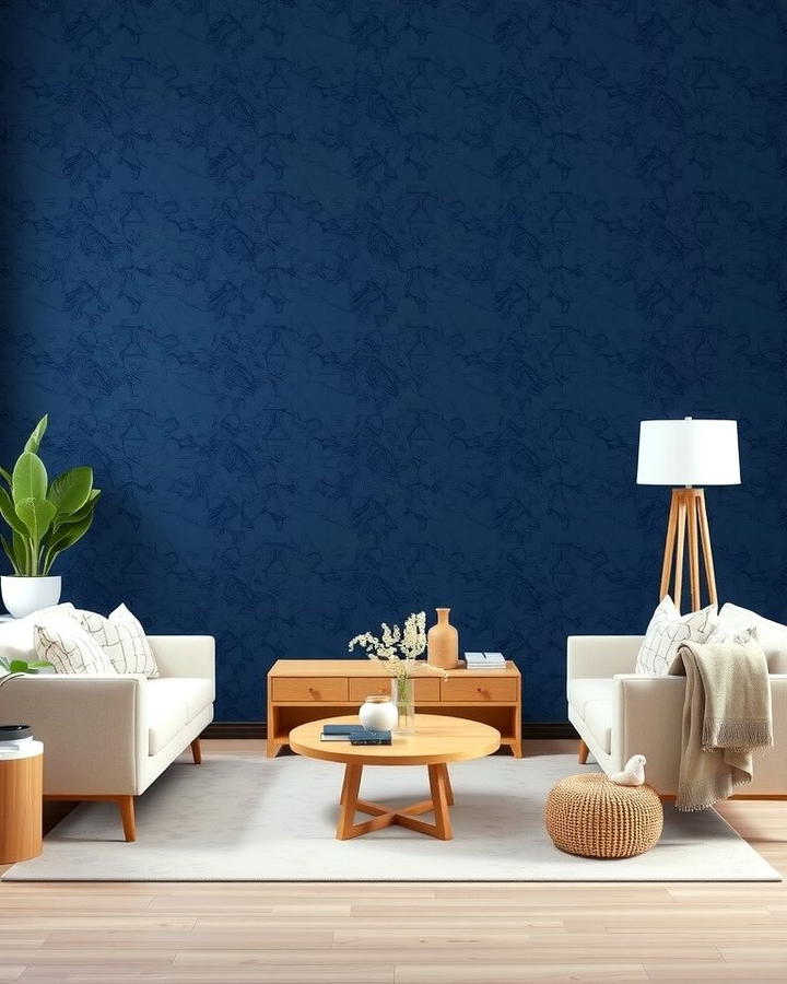 Navy Blue Textured Wallpaper - 25 Navy Blue Living Room Ideas