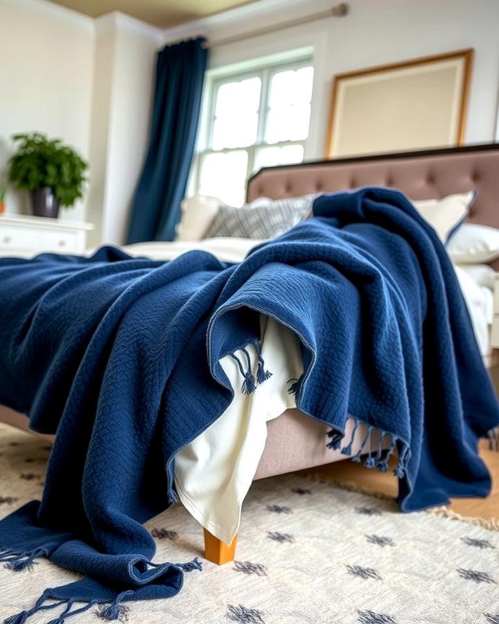 Navy Blue Throw Blanket - 25 Navy Blue Bedroom Ideas