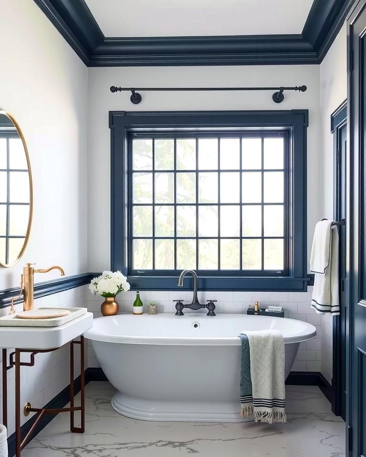 Navy Blue Trim - 25 Navy Blue Bathroom Ideas