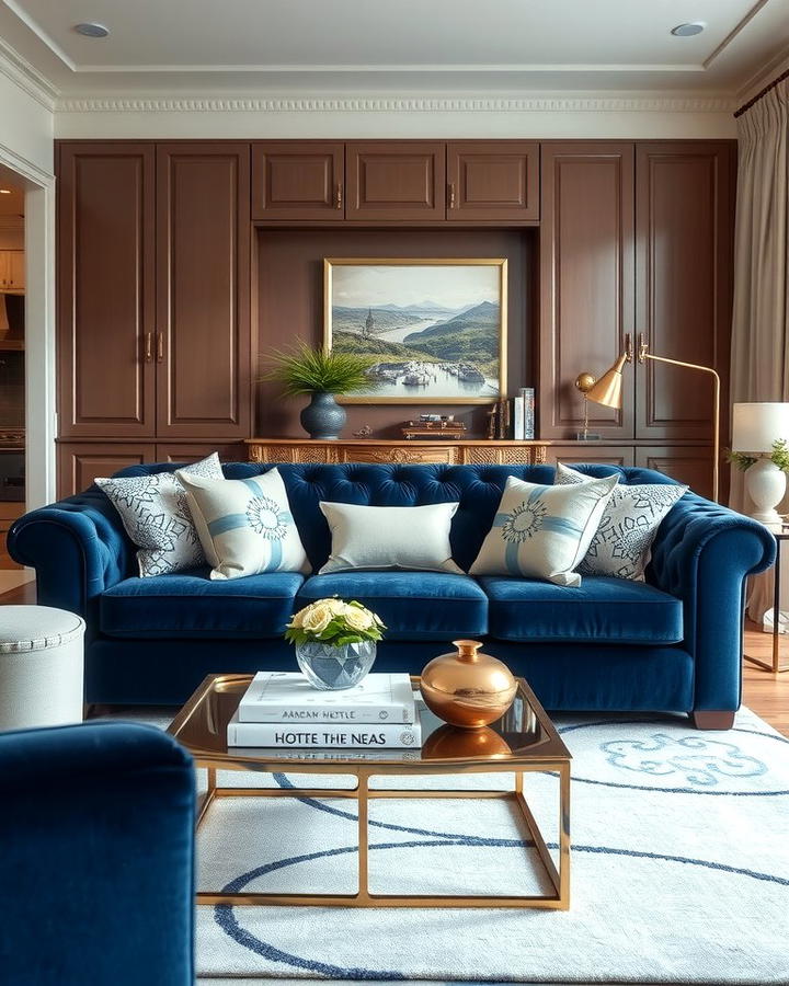 Navy Blue Velvet Sofa - 25 Navy Blue Living Room Ideas