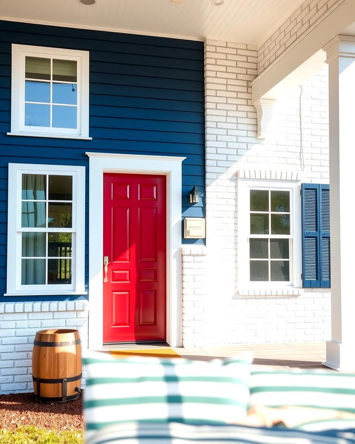 Navy Blue Vinyl with White Brick - 25 Vinyl Siding and Brick Combinations