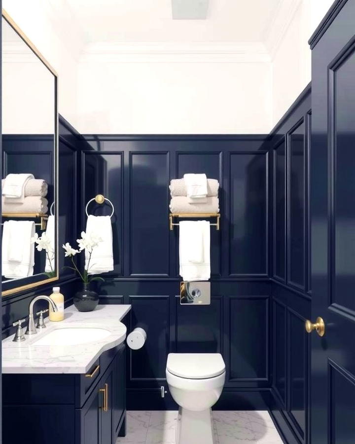 Navy Blue Wainscoting - 25 Navy Blue Bathroom Ideas