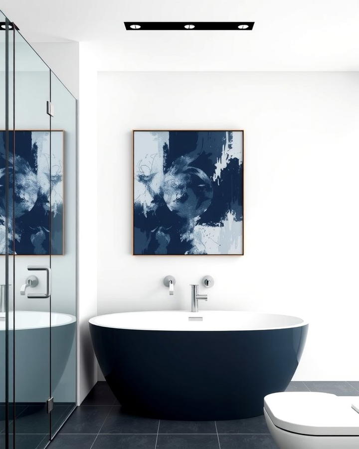 Navy Blue Wall Art - 25 Navy Blue Bathroom Ideas