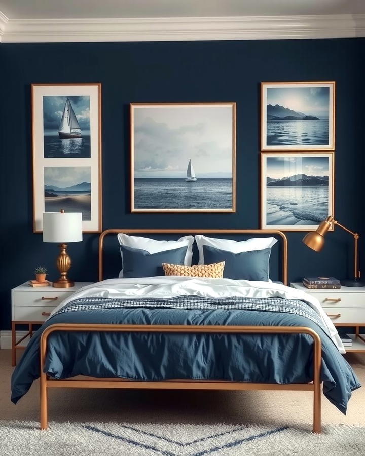 Navy Blue Wall Art - 25 Navy Blue Bedroom Ideas